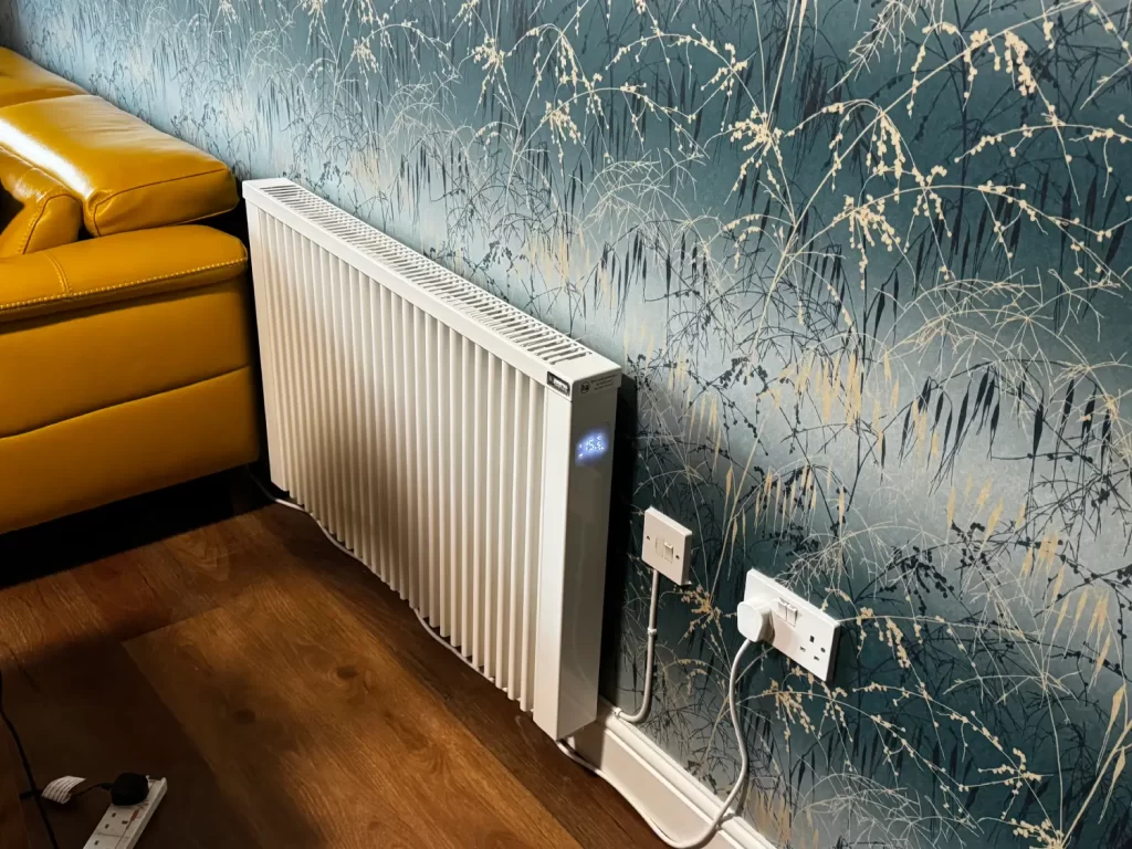 An electric radiator installed by Cotswold Electric Heating as part of the house's heating solution. This infra red radiator allows for efficient heating in the client's home in the Cotswolds.