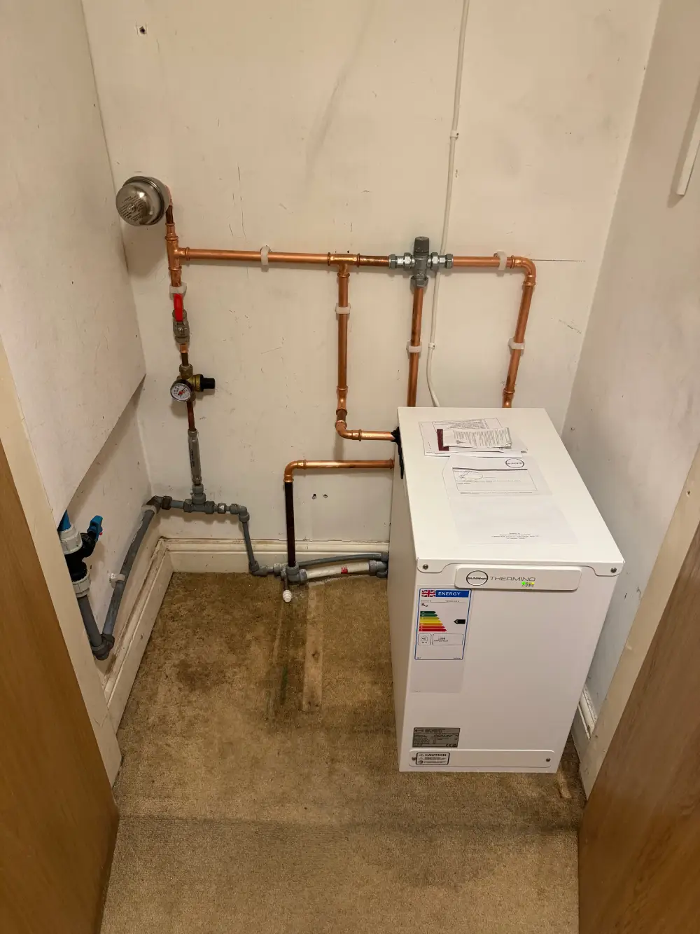 A Sunamp boiler designed to us less room than an standard hot water tank.