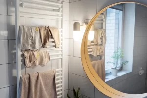 An image to show how someone would lay out an electric radiator in a bathroom.