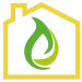 The Cheltenham and Cotswold Heating Solutions logo is a yellow house with a green flame inside. This represents the warmth and eco friendly nature of our radiators and hot water systems.
